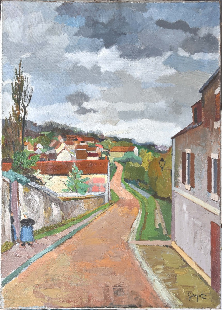 Georges Lucien GUYOT  "Rue à "Breteuil"" huile sur toile 81x60